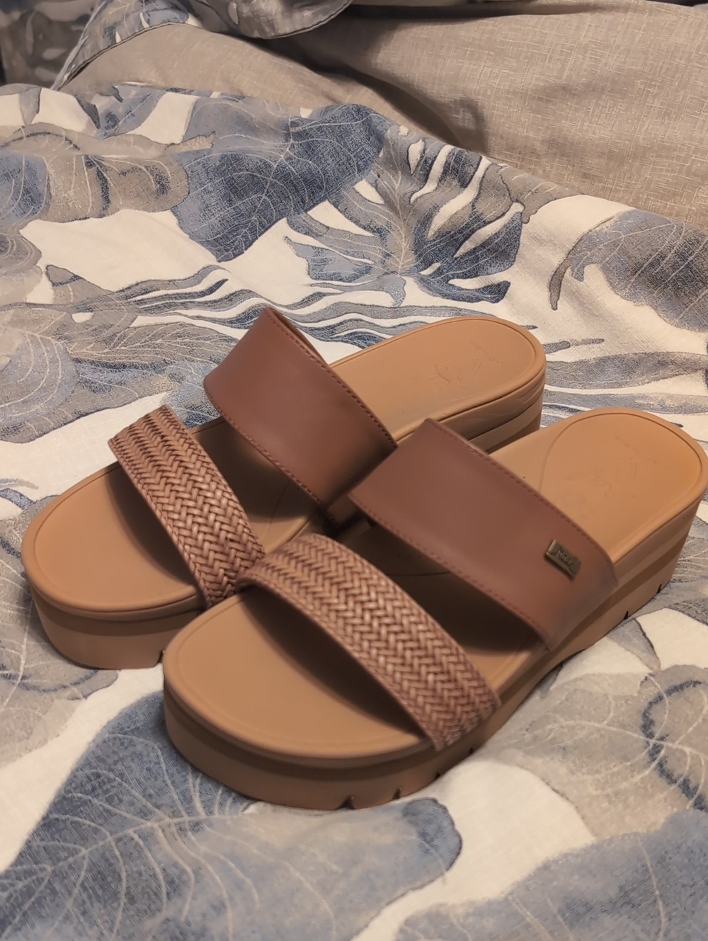 REEF Woven Double-Strap Slide Sandals — Tan